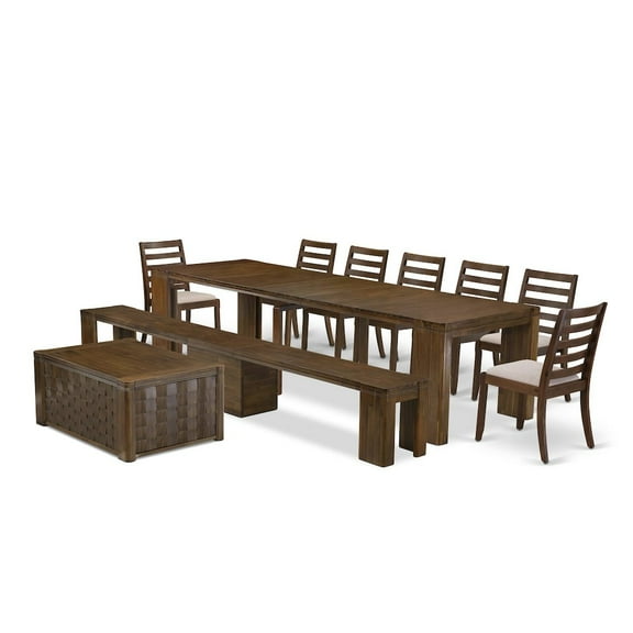 Luxe by East West Furniture 10 Pieces Extendable Dining Set Includes 1 Rectangle Kitchen Table