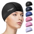 thumbnail image 1 of Gorro de natación COOLMATE de tela impermeable para adultos, color negro, 1 of 8