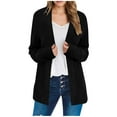 thumbnail image 2 of Ynynloco Long Cardigan Sweaters for Women Solid Color Open Front Long Sleeve Outwear Loose Fit Lightweight Long Cardigan, 2 of 6