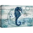 thumbnail image 3 of PixonSign Canvas Print Wall Art Seahorse Under The Sea Amphibians Beach Illustrations Modern Art Nautical Colorful Blue Ultra for Living Room, Bedroom, Office - 12"x18", 3 of 5