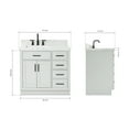 thumbnail image 3 of Ariel Hepburn 37 In. Left Offset Rectangle Sink Vanity With 1.5 In. Carrara White Countertop In Grey, 3 of 9