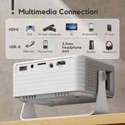 CocoBear Mini Projector 1080P Supported, 5000 Lumens Portable WiFi Bluetooth Projector, 180 Display, 55000H LED Life, Compatible with iPhone Android TV Stick HDMI USB