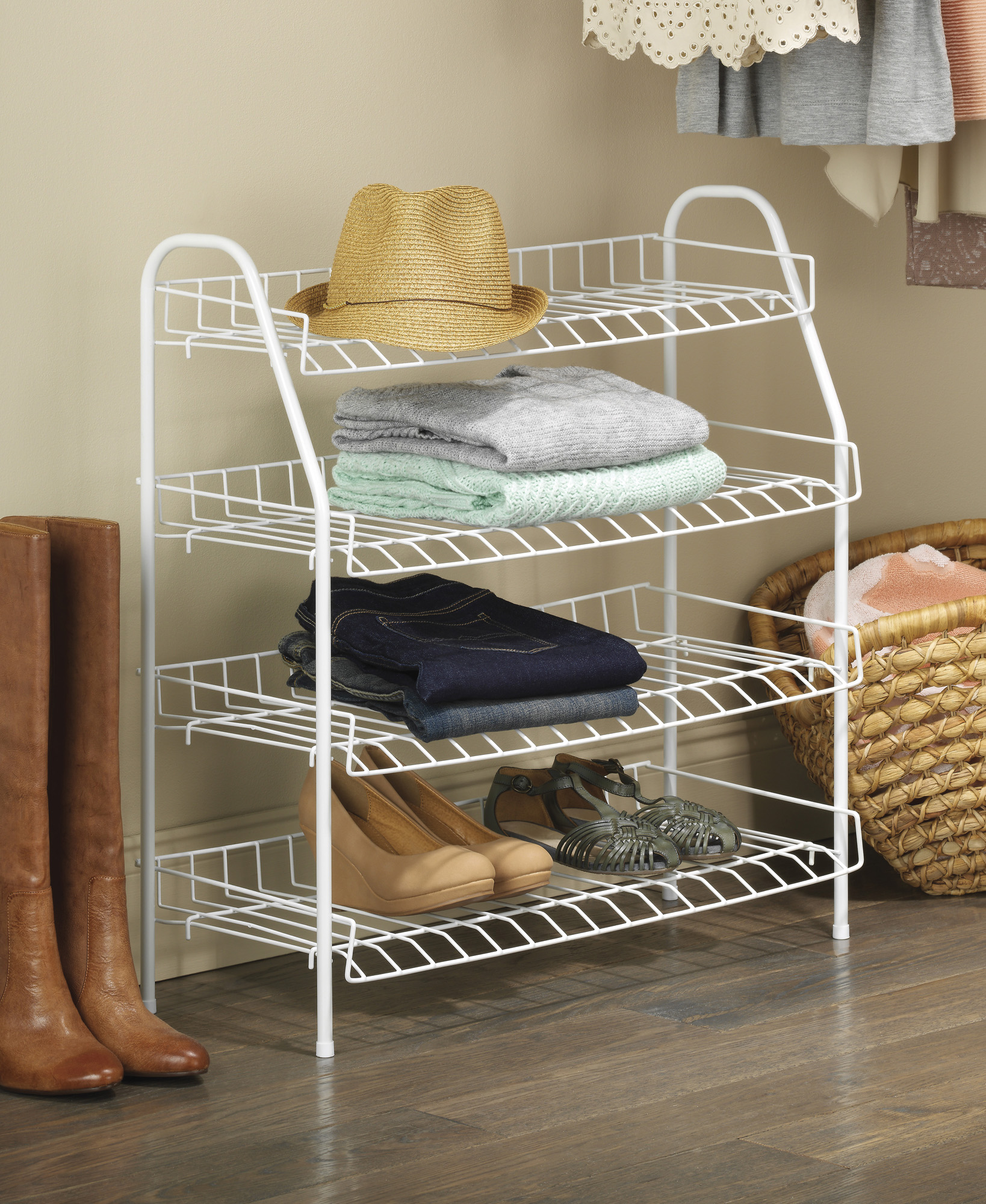 Whitmor 4-Tier Accessory Shelves Shoe Rack, Metal, White - image 3 of 8