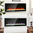 thumbnail image 6 of CASEMIOL 60" Recessed and Wall Mounted Electric Fireplace,1400W Ultra Thin Tempered Glass Electric Fireplace Insert,Fireplace Heater with Remote and Adjustable Color Flame & Emberbed,Timer, 6 of 11