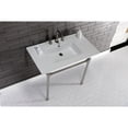 thumbnail image 3 of Kingston Brass KVPB37227W86 Dreyfuss 37" Ceramic Console Sink with Stainless Steel Legs (8-Inch, 3-Hole), White/Polished Nickel, 3 of 8