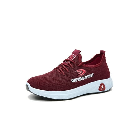 

Ymiytan Ladies Athletic Shoes Breathable Trainers Sport Sneakers Hiking Non-Slip Lightweight Comfort Walking Shoe Red 6.5