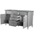 thumbnail image 2 of Bellaterra Home 800632-60DBN-LG 60 in. Double Vanity with Carrara Marble Top, Light Gray & White, 2 of 12