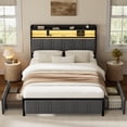 thumbnail image 2 of GUNAITO Queen Bed Frame with Storage Headboard, 2 Drawers Platform Upholstered LED Bed Frame with USB Ports & Outlets Gray, 2 of 9