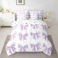 thumbnail image 2 of Manfei Purple Bow Boy Girl 7-Piece Bedding Comforter Set,Dreamy Princess King Bedding Sets,Cute Bowknot Ultra Soft Bed Sheets,Super Cozy Room Decor,Reversible, 2 of 8