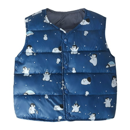 

Yubatuo Toddler Kids Baby Grils Boys Print Outdoor Waistcoat Vset Windproof Coat Blue 80
