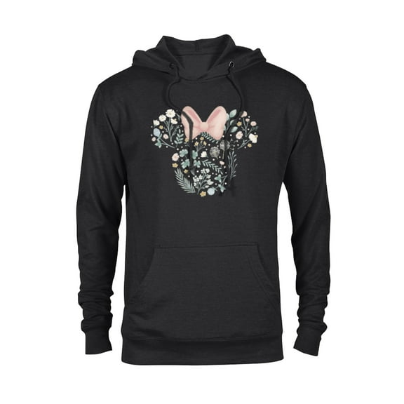 Disney Minnie Mouse Icon Spring Flowers - Pullover Hoodie for Adults - Customized-Black