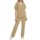thumbnail image 1 of Conjunto de uniforme médico para mujer, color sólido, 2 piezas, camiseta de manga corta con cuello en V y pantalones con cintura elástica, uniforme de enfermería con bolsillos., 1 of 9