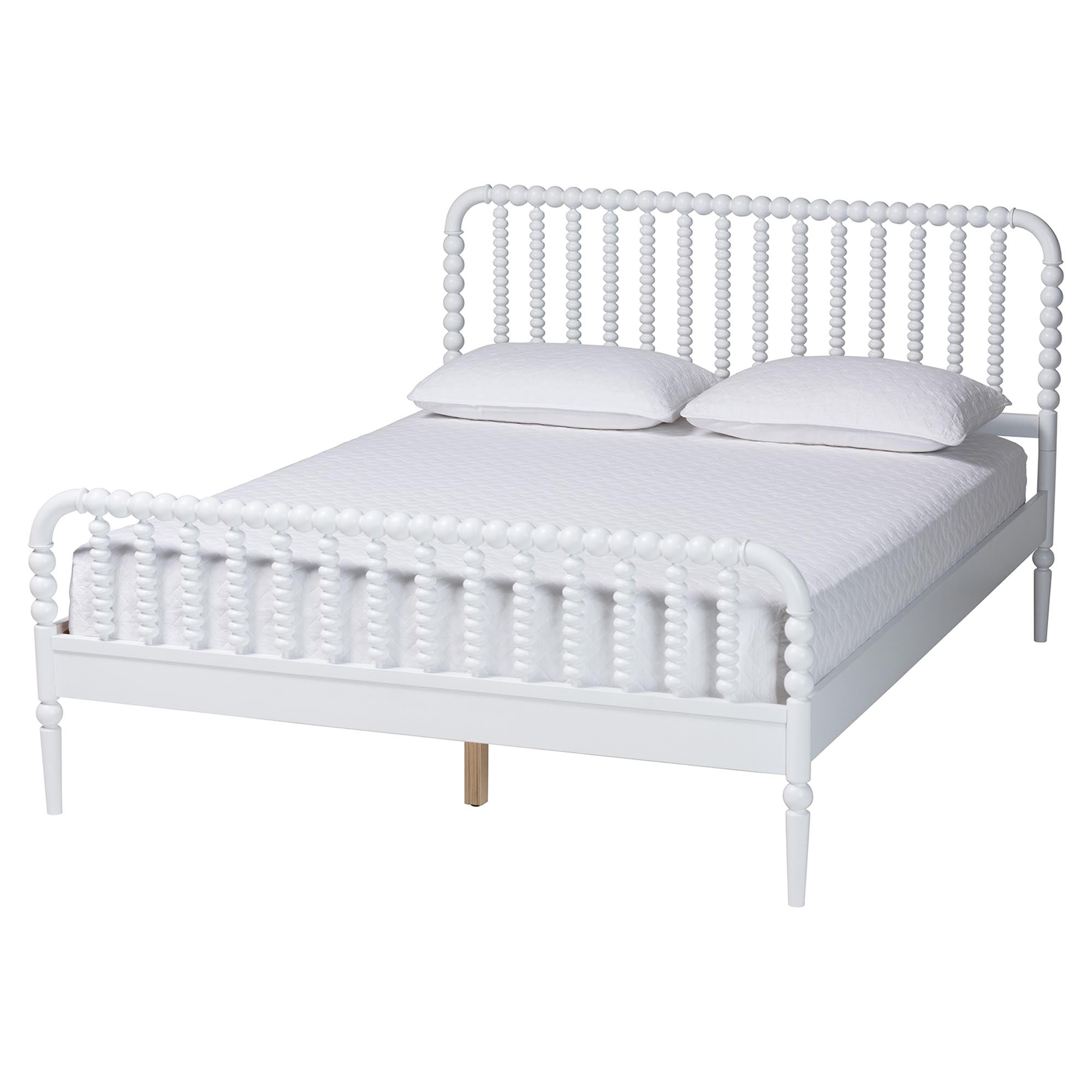 Baxton Studio Lucera Mid-Century Bedroom Set, Queen, White