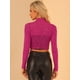 thumbnail image 4 of Disfraz de navidad Top corto de fiesta con cuello alto transparente de malla de estrellas para mujer Rosa Caliente XL, 4 of 5