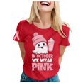 thumbnail image 3 of TSADFHJI Hauts pour Femmes Mode Décontractée Imprimé Col Rond Manches Courtes Chandail T-Shirt m Rouge, 3 of 6
