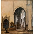thumbnail image 2 of Constantin Hansen 12x13 Gold Ornate Wood Frame and Double Matted Museum Art Print Titled - The Interior of S. Maria Sopra Minerva in Rome (1839), 2 of 4