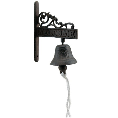 Welcome Dinner Bell Distressed Brown Cast Iron by Flag Emotes