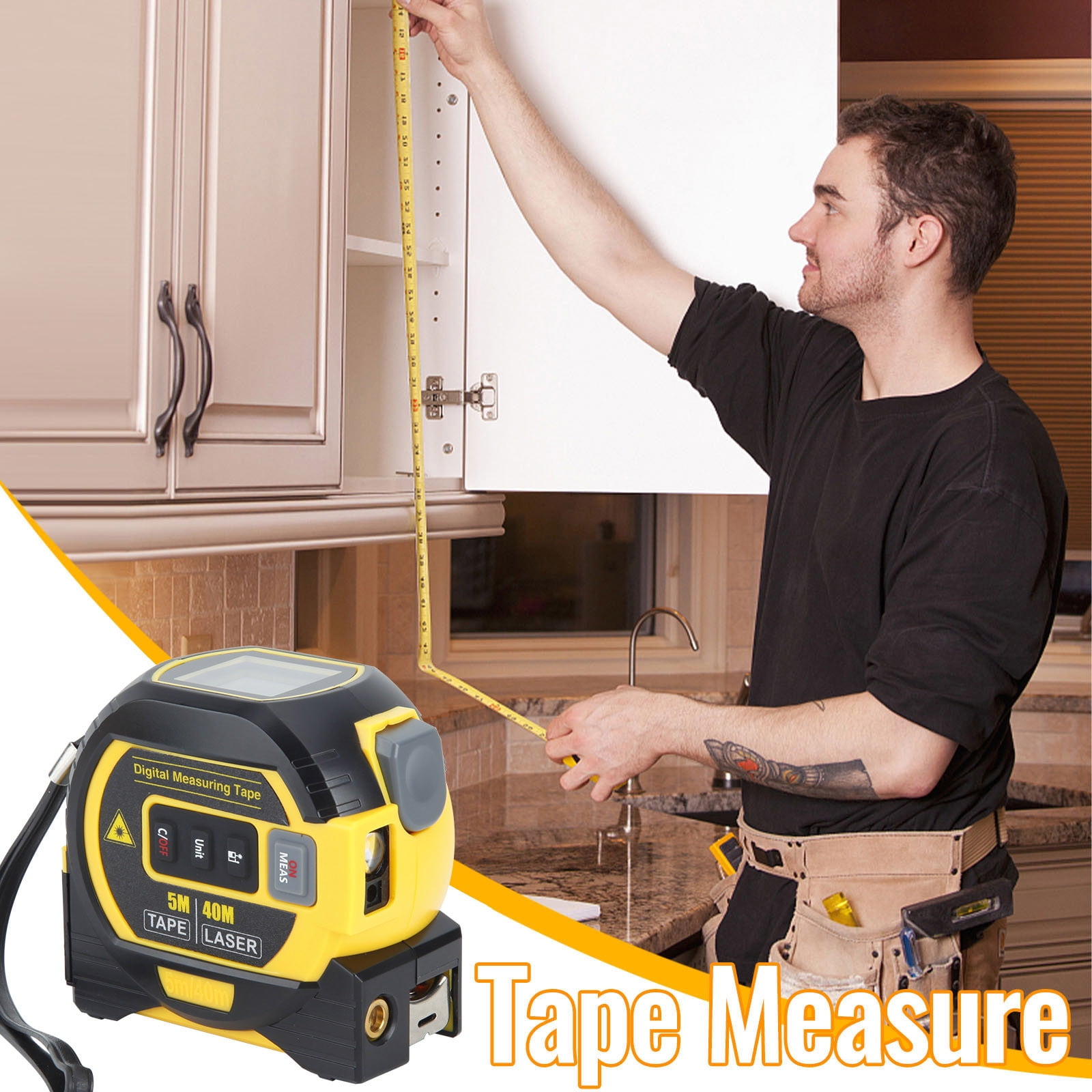 3-In-1 Laser Measuring Tape, Digital Laser Tape Measure with LCD Display, Store 20 Sets of Data, 16-197 Ft Almighty Tools Tape Measure for DIY & Construction
