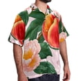 thumbnail image 2 of Peach Men's Short Sleeve Poplin Button Down Hawaiian Printed Summer Beach Shirt, Unisex, 2 of 6