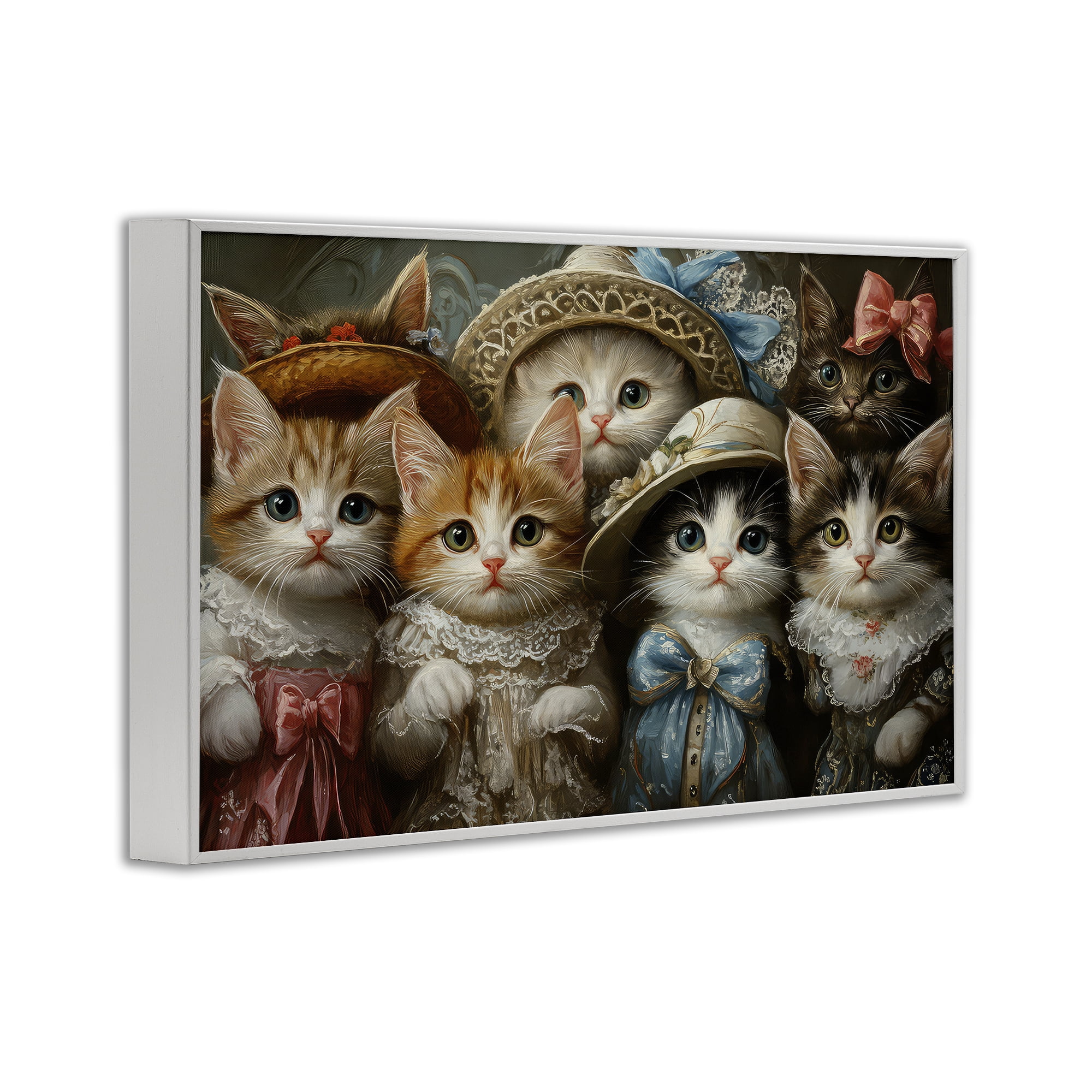 Stupell Industries Fashionable Vintage Cats White Framed Giclee Art, design by The Wands Want