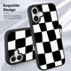 thumbnail image 3 of Funda de teléfono KANGHAR para iPhone 16, estética a cuadros, negra, 3 of 6