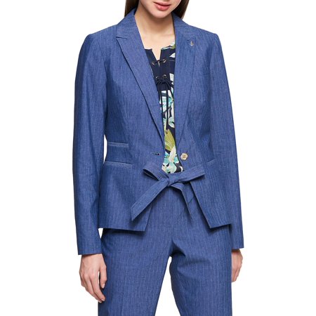 Best Anchor-Badge Striped Denim Blazer deal