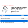 thumbnail image 2 of Timing Cover Gasket Set - Compatible with 2004 - 2005, 2007 - 2010 Ford Explorer Sport Trac 4.0L V6 2008 2009, 2 of 2