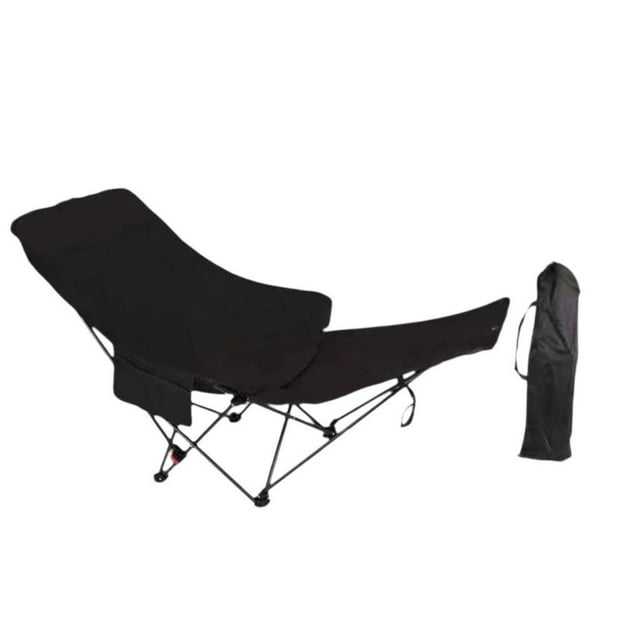 Silla reclinable de sillón plegable para acampar, con bolsa de transporte, silla reclinable ajustable de 4 engranajes para deportes de mochilero de patio Negro