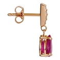 thumbnail image 2 of 10k Rose Gold Genuine Pear-Shape Ruby and Diamond Drop Dangle Earrings, 2 of 5