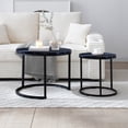 thumbnail image 5 of HUJHKIO Nesting Coffee Table Set of 2, Round Modern Industrial Side Tables, Metal Frame Nightstand for Living Room Bedroom Apartment, Small Space Accent Table Centerpiece Desk, Black, 5 of 7