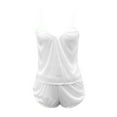 thumbnail image 5 of Spencer 2Pcs Women's Sexy Lingerie Sleepwear Set V Neck Silk Satin Pajamas Cami Shorts Set Nightwear (S, White), 5 of 6