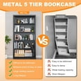 thumbnail image 7 of 66" Tall Metal Bookcase, 5 Shelf Black Bookcase with Adjustable Shelves, Large Bookshelves and Bookcases, Modern Book Shelf Storage Organizer for Living Room, Home Office, Library (Black), 7 of 7