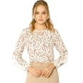 thumbnail image 1 of Blusa Floral Allegra K Manga Larga Con Volante Cuello Redondo Ojo De La Cerradura Para Mujeres Blanco M, 1 of 6