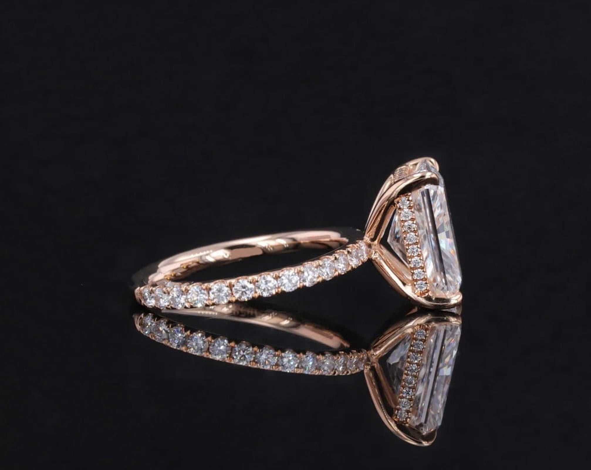 solitaire jewels 3.5CT Radiant Moissanite Hidden Halo Engagement Ring For Women, 18K Rose Gold