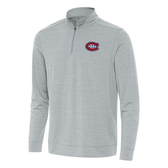 Men's Antigua Heather Gray Montreal Canadiens Bright Quarter-Zip Top