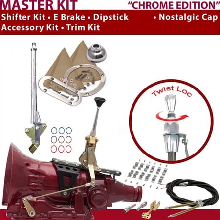 American Shifter TH350 Shifter Kit 6 in. E Brake Cable Clamp Trim Kit Dipstick for D4A60