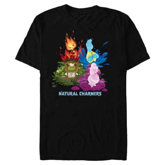 Disney and Pixar’s Elemental Chemical Reaction Ember & Wade - Short Sleeve Blended T-Shirt for Adults - Customized-Black