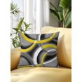 thumbnail image 2 of Waterproof Outdoor Throw Pillows with Inserts 16"x16", Yellow Geometric Soft Decorative Pillowcases for Couch Bedroom, Gray Black Retro Abstract Stripes Lines Pillow Covers for Sofa Living Room, 2 of 8