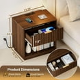 thumbnail image 2 of Walnut Fluted Nightstand with Charging Station, 23" Large Side Table End Table with Drawer & Open Shelf, Mid Century Modern Night Stand Bedside Table for Bedroom Home Office, 2 of 7