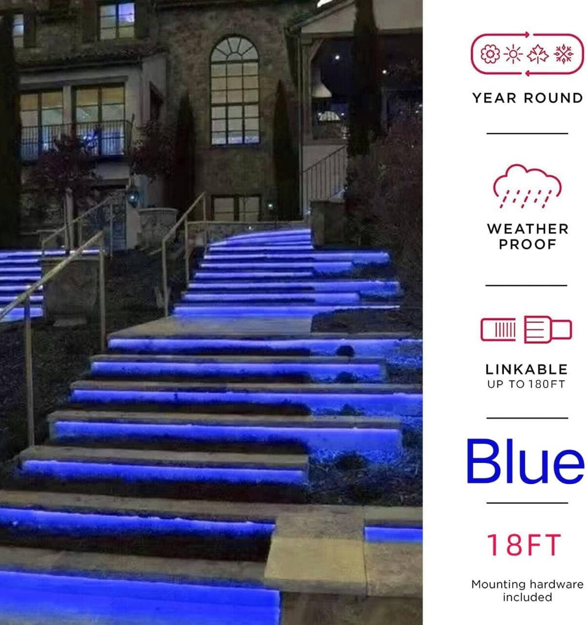 Blue Neon Light Strip 18FT Flexible Neon Rope Lights Indoor Outdoor Led Strip Lights Waterproof 120LEDs/M AC 110VPlug and Neon LED Lights for Bedroom Home Commercial Lighting