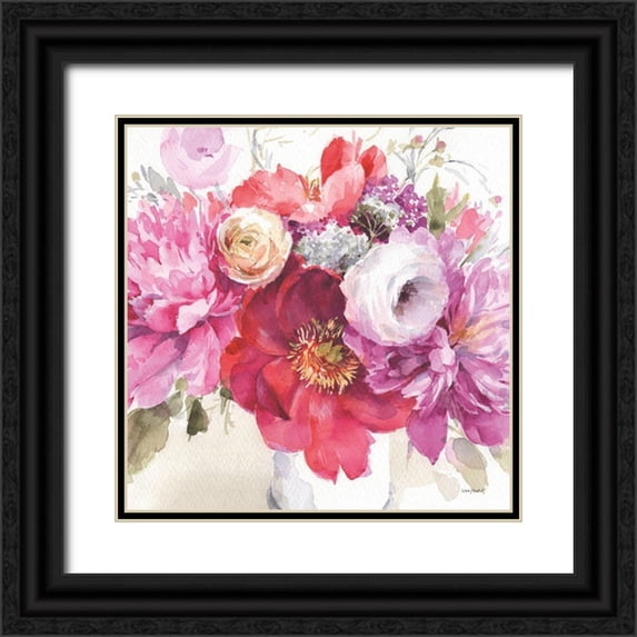 Audit, Lisa 12x12 Black Ornate Wood Framed with Double Matting Museum Art Print Titled - Obviously Pink 01B