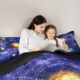 thumbnail image 5 of Outer Space Comforter Set Queen Universe Themed Bedding Set Teens Solar System Bedding Comforter Sets, Purple Galaxy Starry Sky Duvet Insert Outer Planet Print Quilt 3 Pcs, 5 of 7