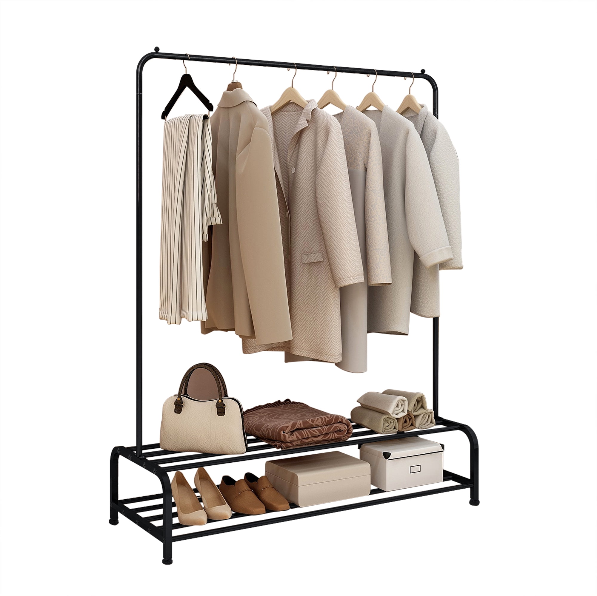 Dropship Clothing Garment Rack With Shelves, Metal Cloth Hanger Rack Stand  Clothes Drying Rack For Hanging Clothes to Sell Online at a Lower Price