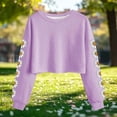 thumbnail image 3 of Camisetas de Manga Larga de las Mujeres Moda Impresa Suelta Casual Cuello Redondo Suéter Deportivo Superior, 3 of 5