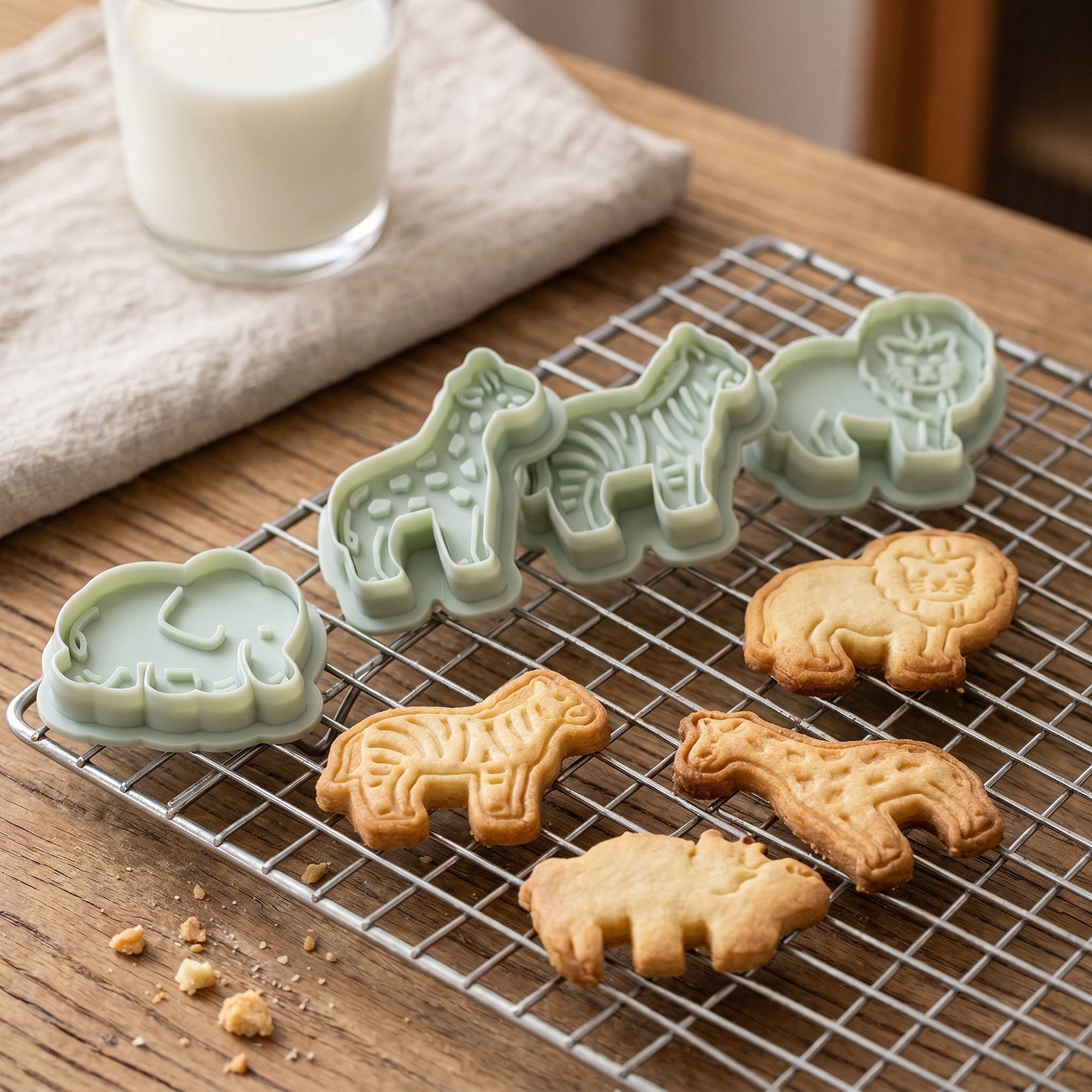 Unique Bargains 4Pcs Stamped Pattern Plastic Cookie Cutters Set White-4