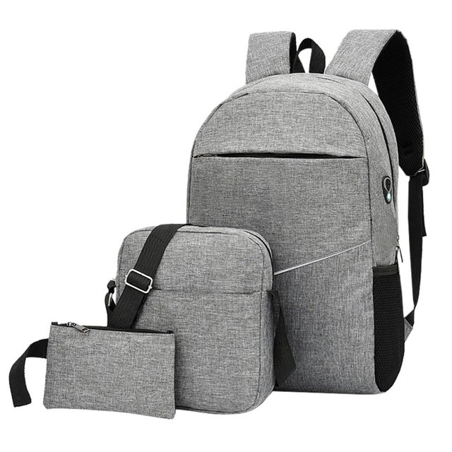 Feltree Three-piece Backpack Men's Computer Backpack Casual Junior High School Elementary School Student Backpack Korean Version Female Outdoor Travel Bag