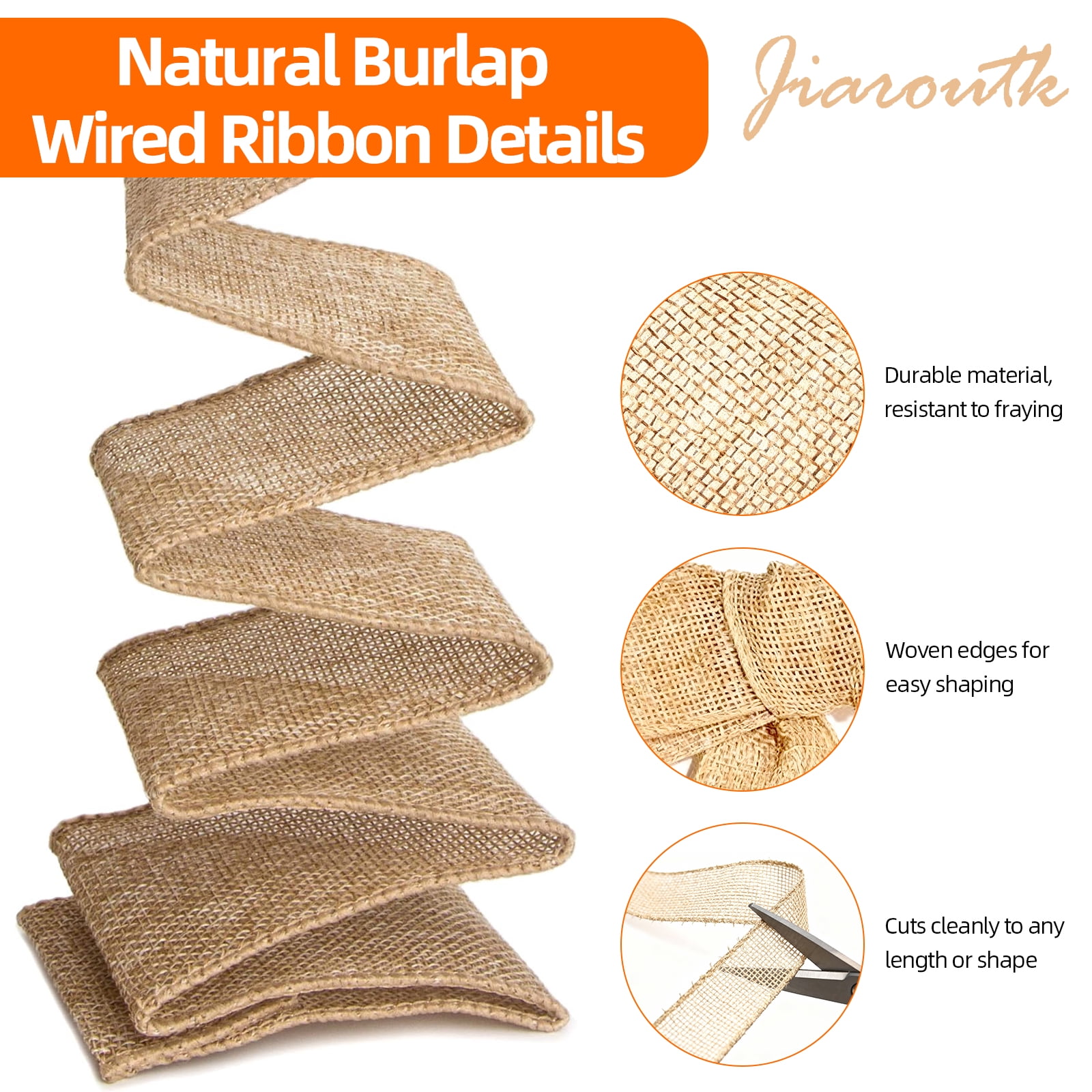 Burlap Wired Edge Ribbon, 3 Size x 10 Yard,Natural Woven Burlap Woven Ribbon for Making Big Bows, Wreaths, Christmas Decorations and Gift Wrapping(1",1-1/2" ,2-1/2 ")