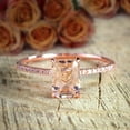 thumbnail image 3 of Huge Sale 1.50 carat Emerald Cut Morganite Diamond Bridal Wedding Ring Set in 10k Rose Gold, 3 of 3