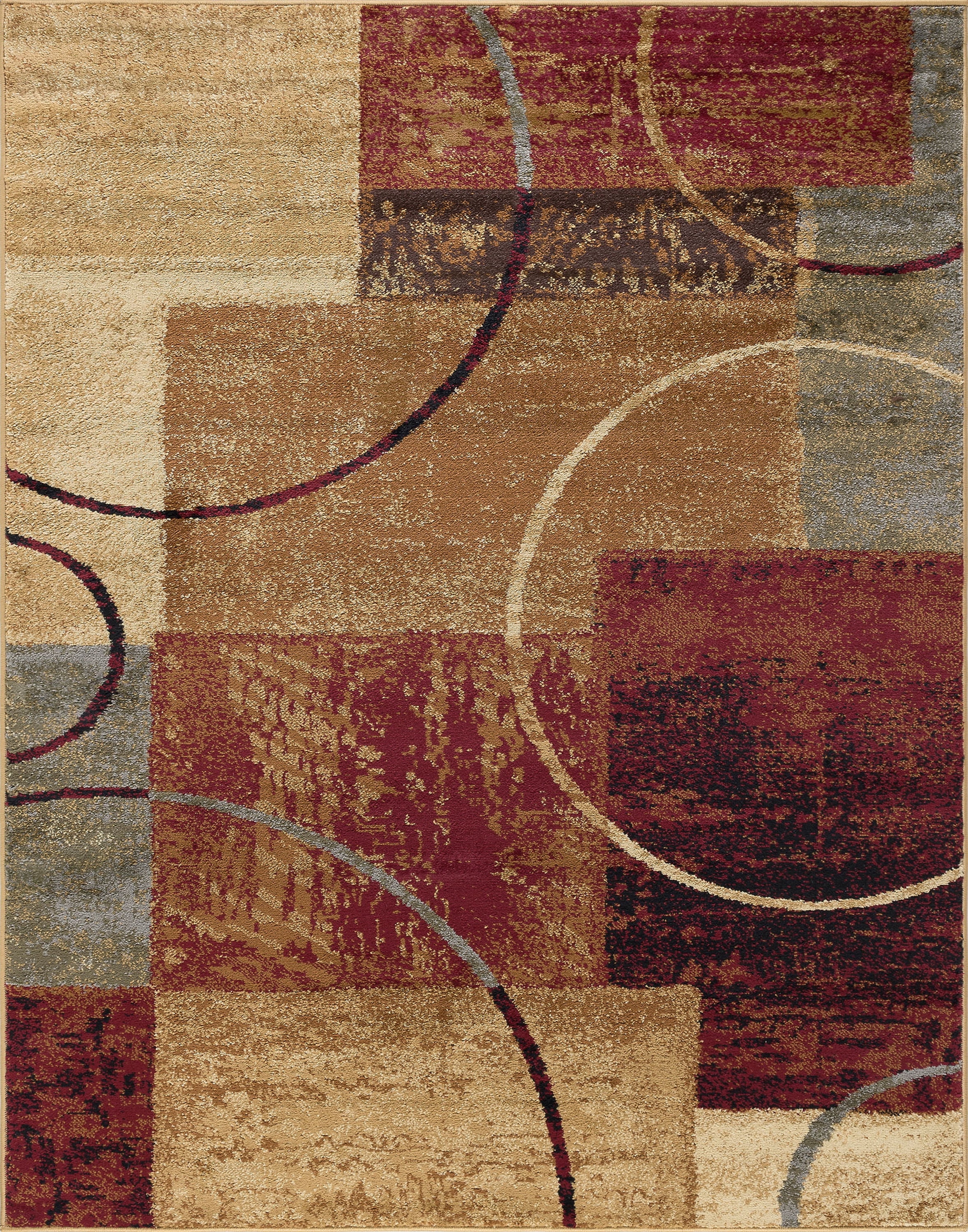 Elegance Contemporary 3-Piece Set Multi-Color Polypropylene Indoor Area Rug