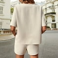 thumbnail image 6 of fartey Short Sets for Women 2 Piece 2025 Loose Short Sleeve Crewneck Top Casual Elastic Waist Pants Solid Color Summer Suits, 6 of 6